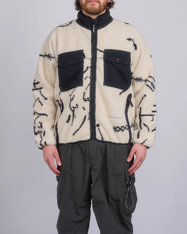 Shearling - lined women's leather coats for ultimate warmth and luxuryand wander Daijiro OHARA Map Key Boa Jacket Off White