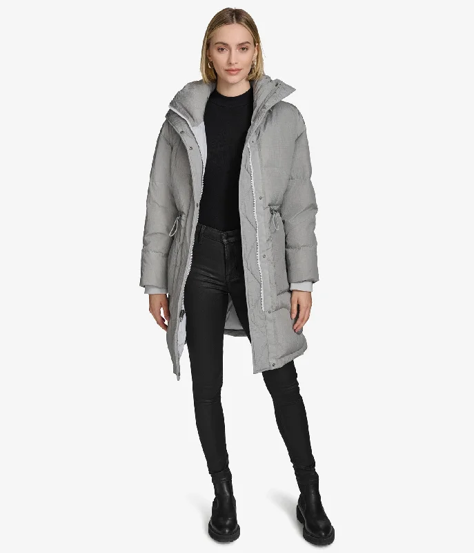 Women's knee - length wool blend coats with a fur collar for added warmthArleigh Crinkle Long Puffer