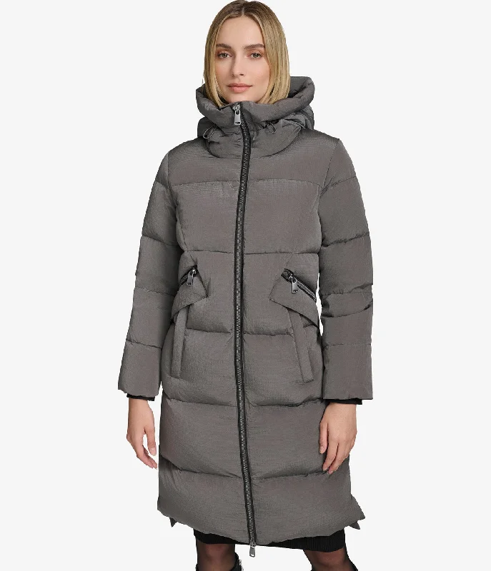 Belted women's cashmere coats in soft pastels for a luxurious feelPalma Puffer