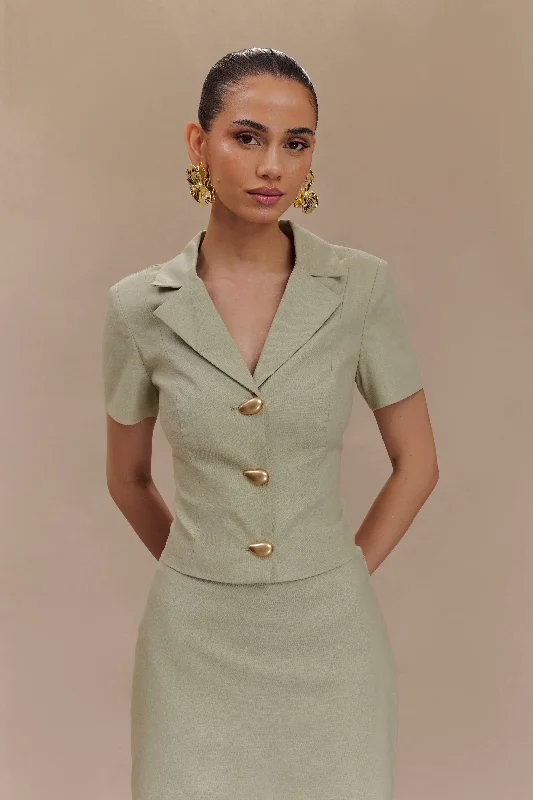 Ciara Linen Jacket - Basil