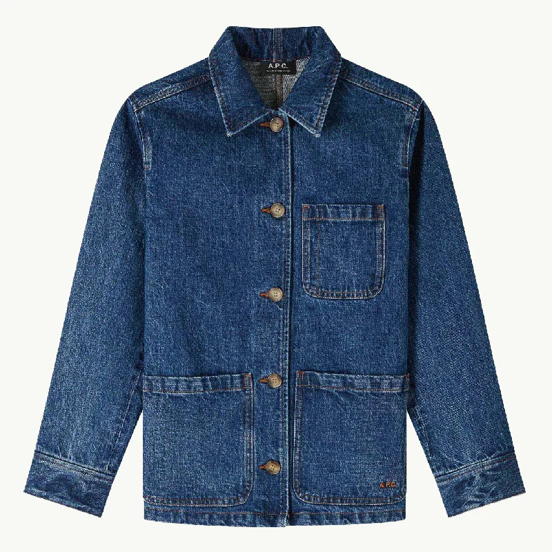 Women's pea coats with brass buttons for a nautical - inspired styleWomen's Silvana Logo Jacket - Washed Indigo Women's pea coats with brass buttons for a nautical - inspired styleWomen's Silvana Logo Jacket - Washed Indigo