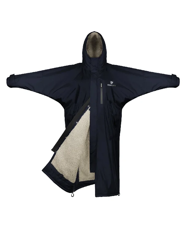 Women's pea coats with brass buttons for a nautical - inspired styleEvolution Women's | Thick Fleece | Fixed Hood | Navy/Cream Women's pea coats with brass buttons for a nautical - inspired styleEvolution Women's | Thick Fleece | Fixed Hood | Navy/Cream