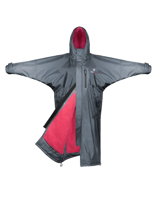 Quilted down women's coats with removable hoods for outdoor activitiesEvolution Women's | Thick Fleece | Fixed Hood | Charcoal/Peacock Pink Quilted down women's coats with removable hoods for outdoor activitiesEvolution Women's | Thick Fleece | Fixed Hood | Charcoal/Peacock Pink