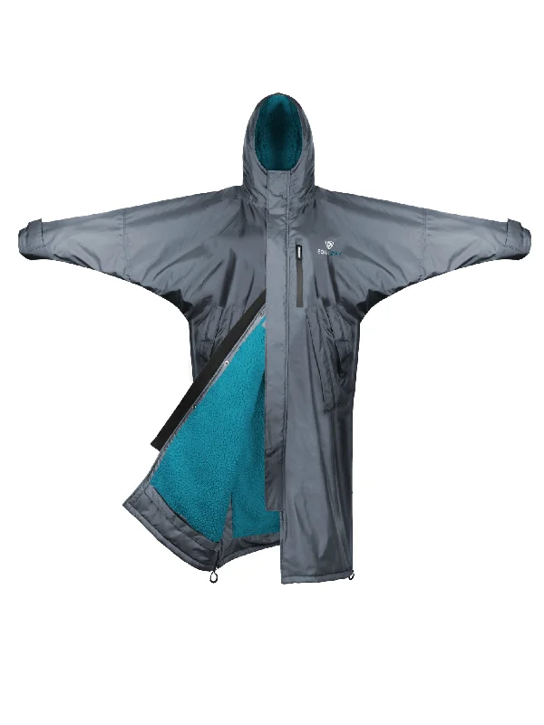 Water - resistant women's trench coats with adjustable cuffs for rainy daysEvolution Women's | Thick Fleece | Fixed Hood | Charcoal/Turquoise Water - resistant women's trench coats with adjustable cuffs for rainy daysEvolution Women's | Thick Fleece | Fixed Hood | Charcoal/Turquoise