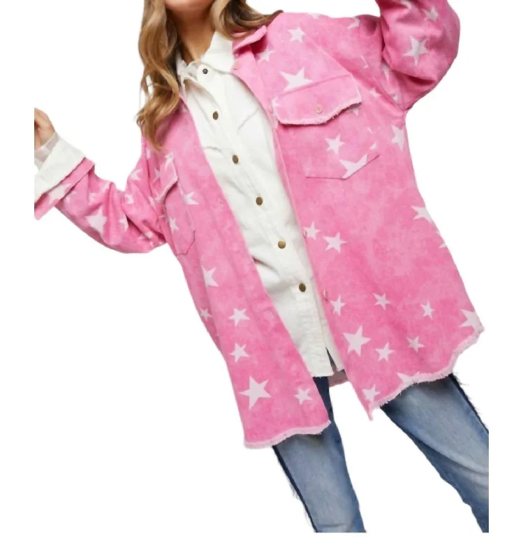 Women's reversible down coats with two - tone designs for versatile stylingFringe Hem Detail Patched Pocket Shirt Top In Pink Women's reversible down coats with two - tone designs for versatile stylingFringe Hem Detail Patched Pocket Shirt Top In Pink