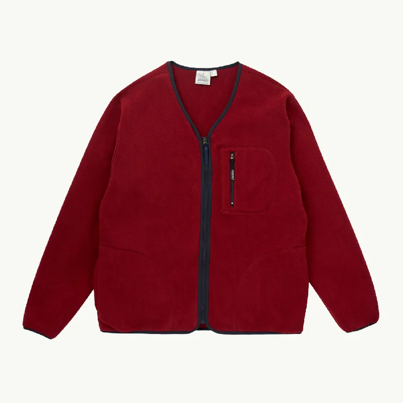 Women's cropped leather coats with silver studs for an edgy lookWomen's Fleece Cardigan Zip-Up - Deep Maroon Women's cropped leather coats with silver studs for an edgy lookWomen's Fleece Cardigan Zip-Up - Deep Maroon
