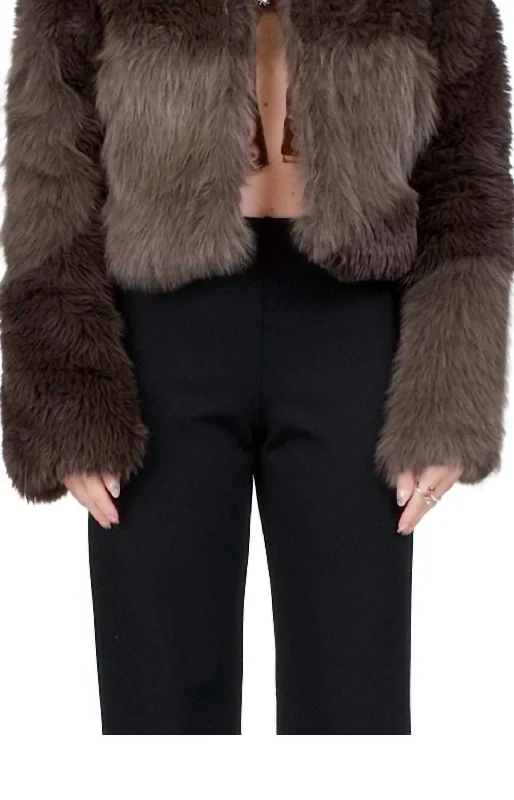 Quilted down women's coats with removable hoods for outdoor activitiesGaia Patchwork Faux Fur Jacket In Earth Quilted down women's coats with removable hoods for outdoor activitiesGaia Patchwork Faux Fur Jacket In Earth