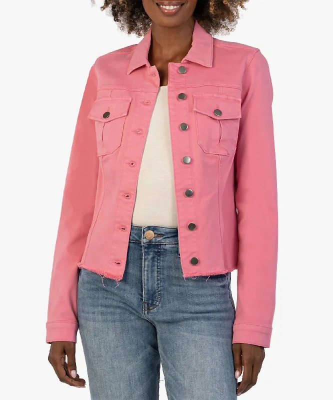 Kara Denim Jacket In Plush Pink