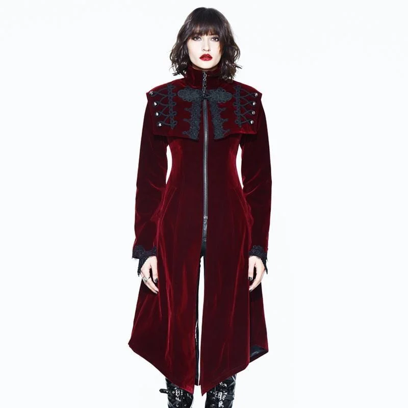 Plus size women's wool blend coats for a warm and stylish winterWomen's Square Bertha Collar Goth Long Coat Plus size women's wool blend coats for a warm and stylish winterWomen's Square Bertha Collar Goth Long Coat