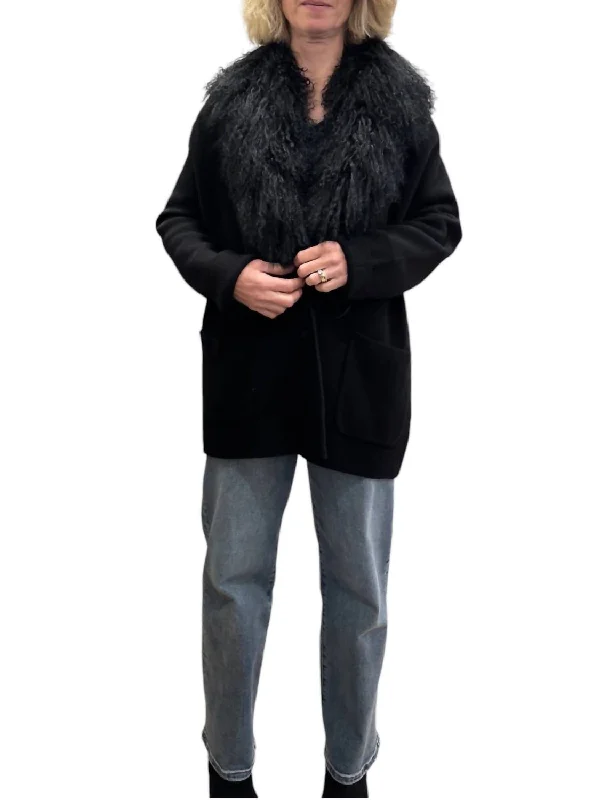 Plus size women's wool blend coats for a warm and stylish winterMerino Fur Shawl Jacket In Black Plus size women's wool blend coats for a warm and stylish winterMerino Fur Shawl Jacket In Black