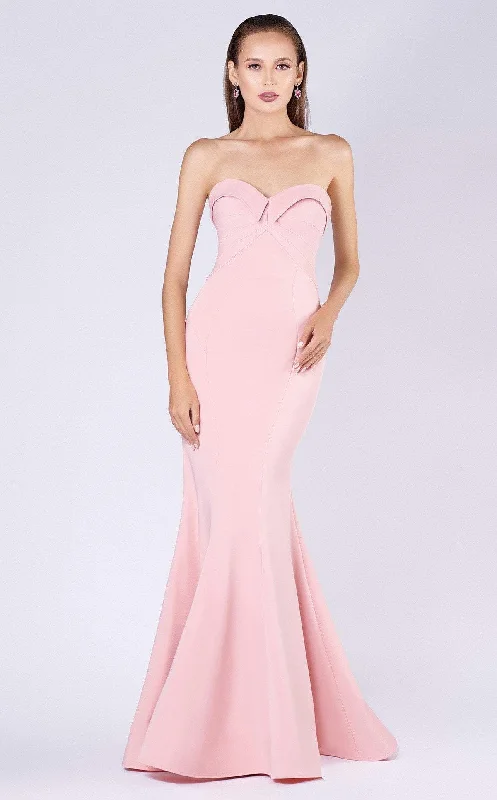 MNM Couture - M0002 Strapless Folded Sweetheart Crepe Mermaid Dress