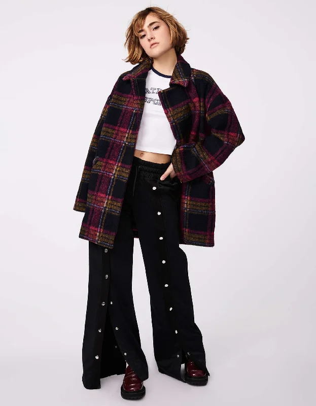 Plus size women's wool blend coats for a warm and stylish winterPLAID PAIRINGS WOOL COAT