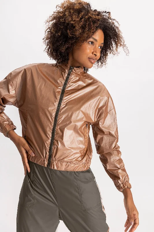 Women's cropped leather coats with silver studs for an edgy lookReversible Track Side Jacket Women's cropped leather coats with silver studs for an edgy lookReversible Track Side Jacket