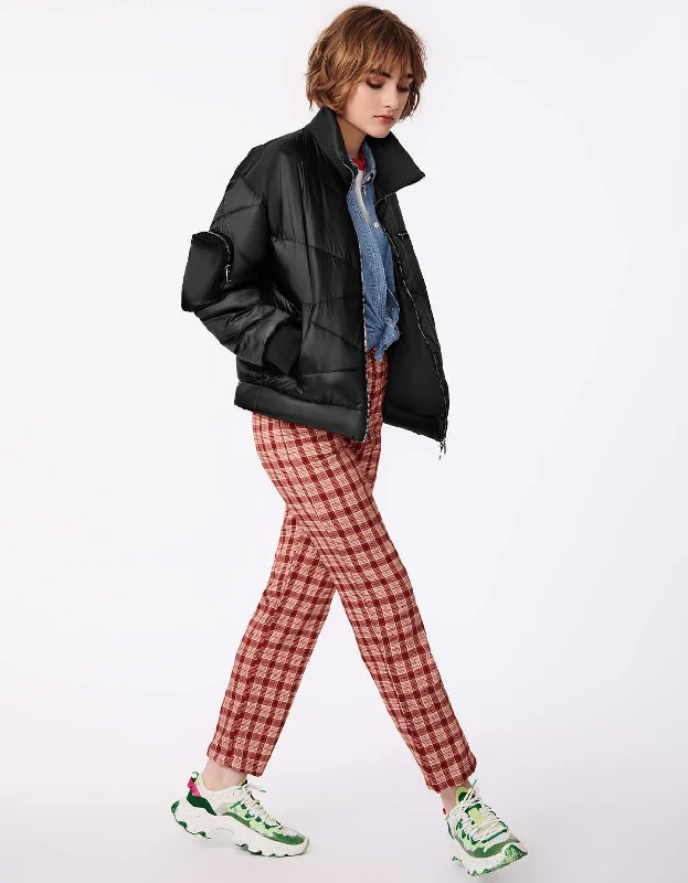 Women's knee - length wool blend coats with a fur collar for added warmthSleeve Surprise Puffer Jacket