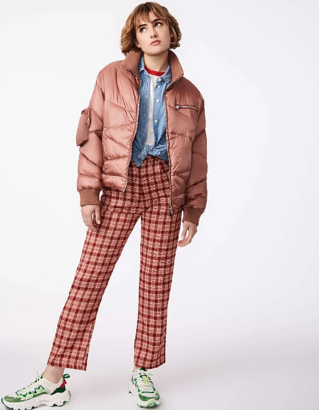 Women's long - sleeve wool coats in a houndstooth pattern for a classic charmSleeve Surprise Puffer Jacket