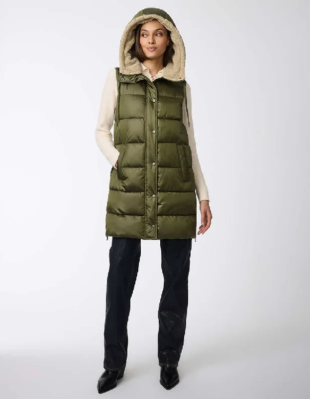 Hooded women's puffer coats in neon colors for high - visibility sportsSummit Long Puffer Vest