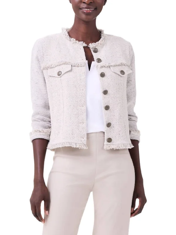 Long women's mac coats in a lightweight fabric for spring showersUtility Fringe Mix Jacket In Cobble Long women's mac coats in a lightweight fabric for spring showersUtility Fringe Mix Jacket In Cobble