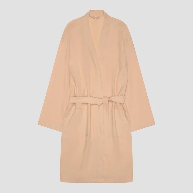 women robes with a geometric print for a trendy lookAlmond Linen Robe