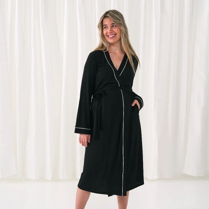 soft cotton women robes for comfortBlack Women's Robe