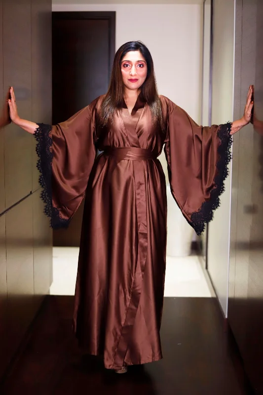 women robes with embroidery detailsCamilla Satin old Hollywood Robe