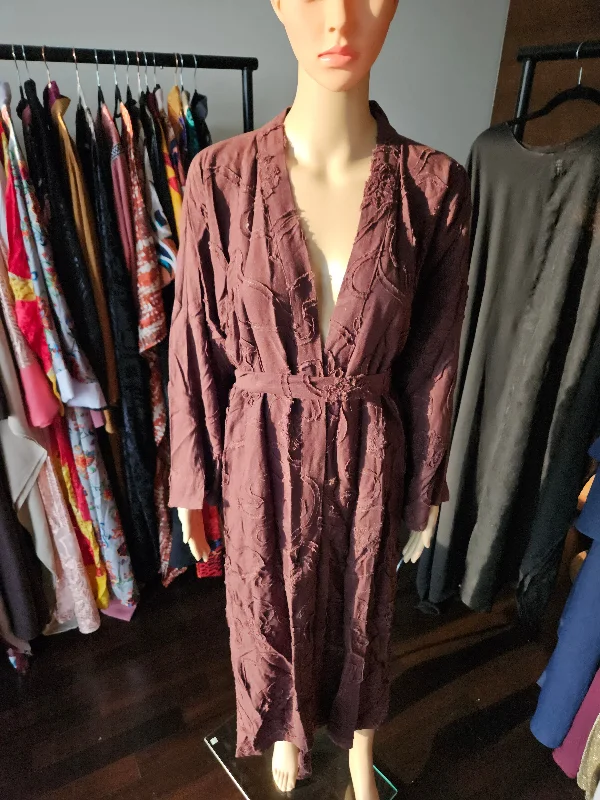women robes with a hand - painted designElsa brown linen robe