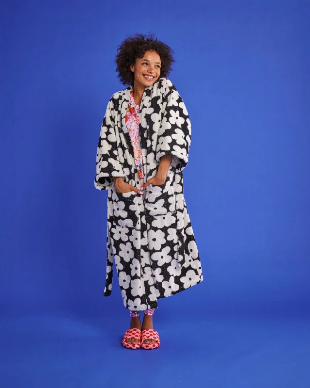 women robes for after - bath relaxationFlower Face Terry Bath Robe