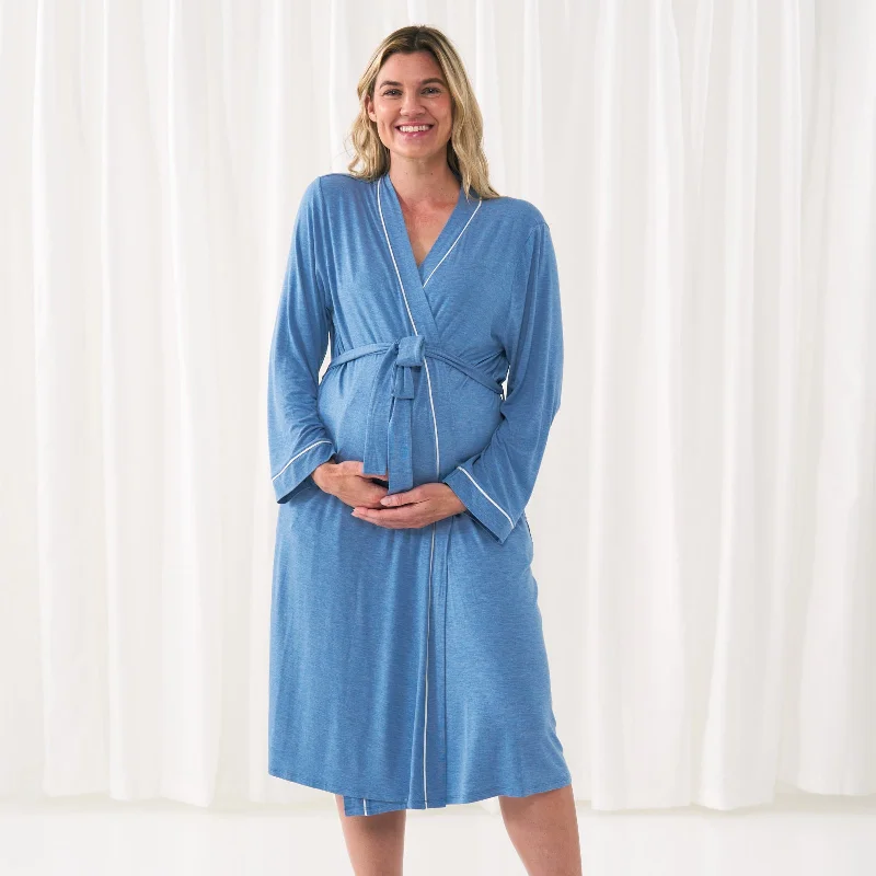 women robes with a sheer panel for a touch of allureHeather Blue Women's Robe