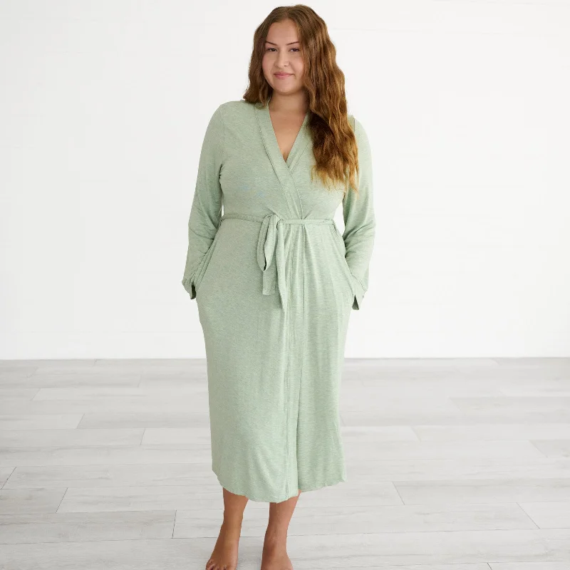 women robes with a shawl collar for styleHeather Sage Women's Robe