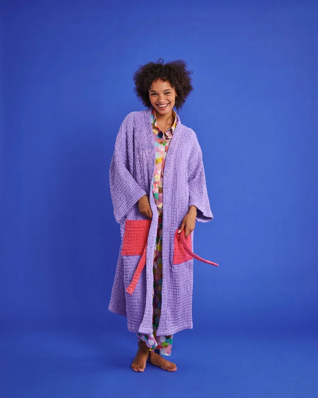 soft cotton women robes for comfortLilac Waffle Bath Robe