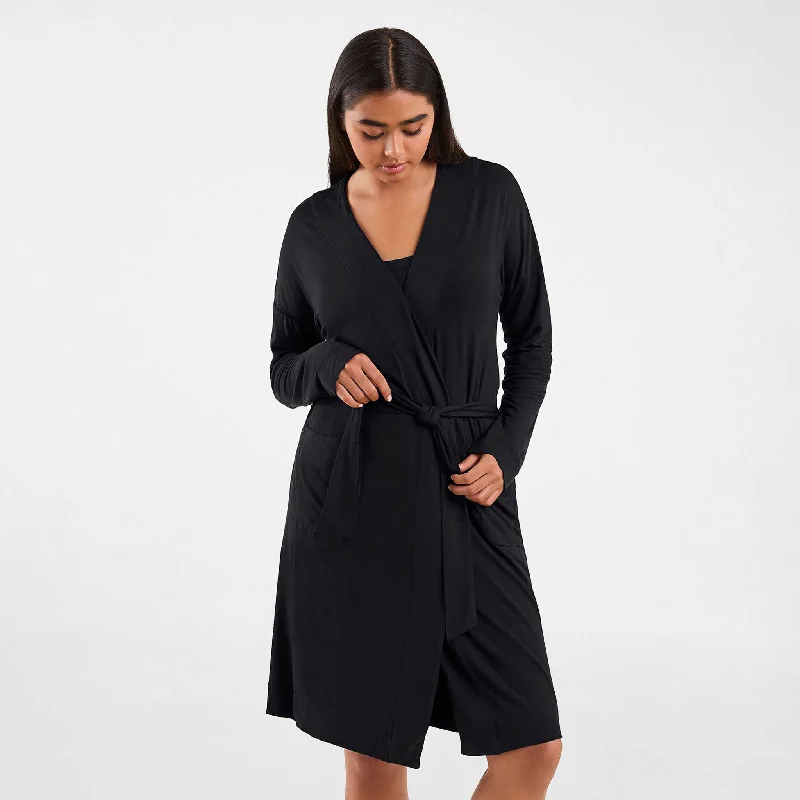 women robes with a patchwork design for uniquenessLounge Robe | Black