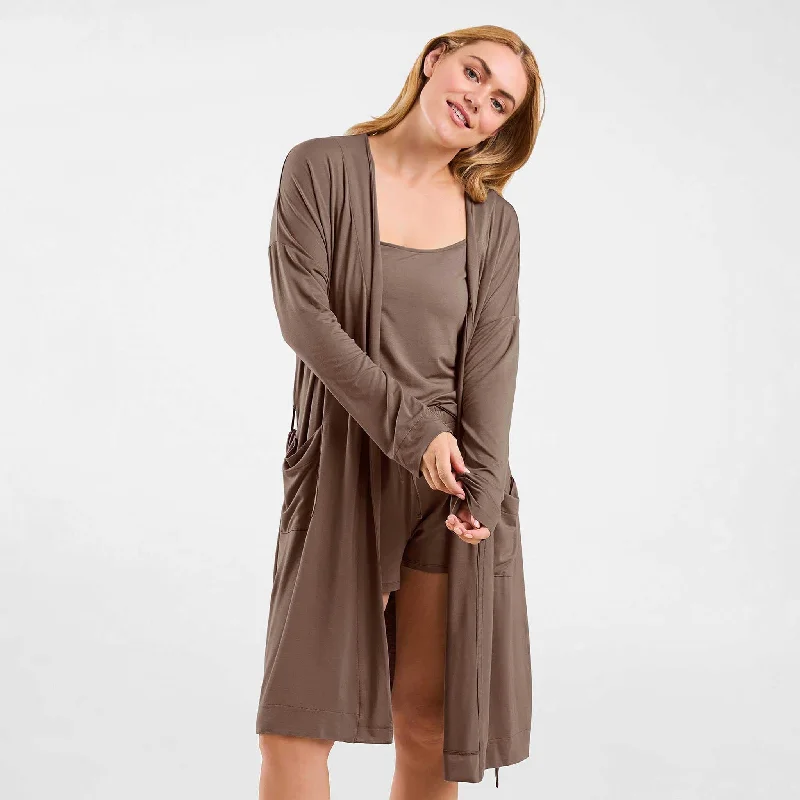 women robes with a dropped - shoulder designLounge Robe | Mocha