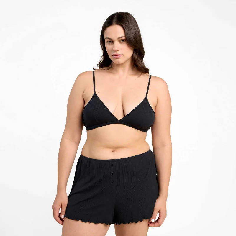 women robes with lace trim for eleganceMini Rib Bralette | Black