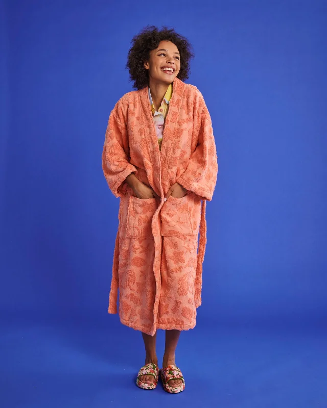 women robes with a quick - dry fabric for frequent usePeach Rock Pool Terry Bath Robe women robes with a quick - dry fabric for frequent usePeach Rock Pool Terry Bath Robe