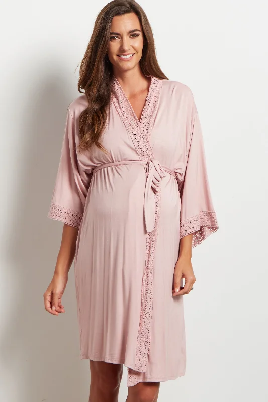 women robes with pockets for conveniencePinkBlush Pink Crochet Trim Delivery/Nursing Maternity Robe women robes with pockets for conveniencePinkBlush Pink Crochet Trim Delivery/Nursing Maternity Robe