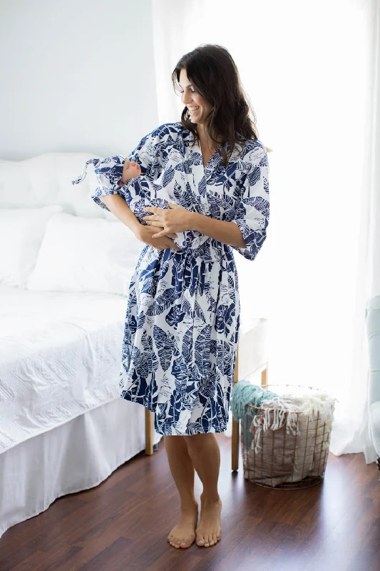 women robes with a dropped - shoulder designSerra Robe & Newborn Swaddle Blanket Set