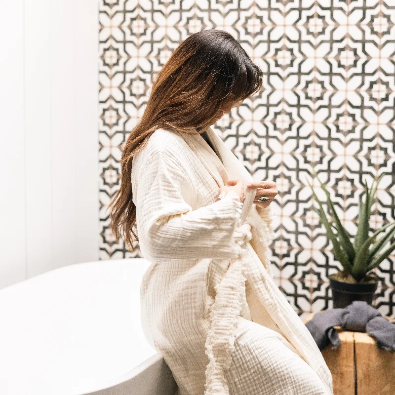 women robes made of luxurious silkFull-Length Fringe  Robe