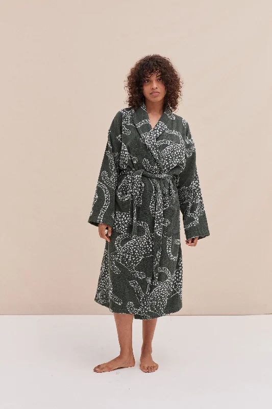 lightweight women robes for summer useUnisex Towel Robe Jag Print Green