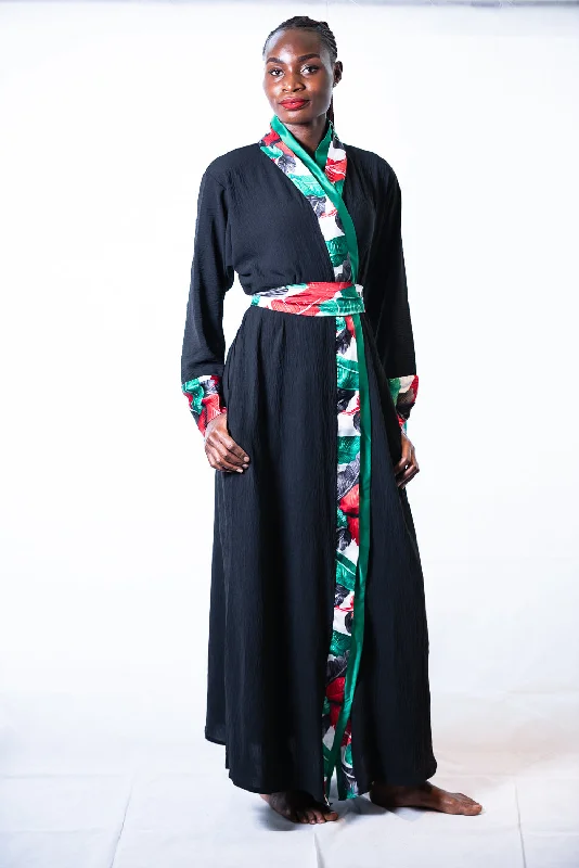 women robes with a color - blocking effectVianey cotton robe