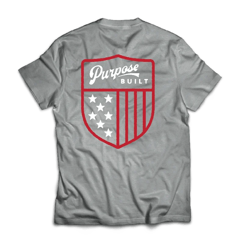 American Badge Tee, Gunmetal Gray