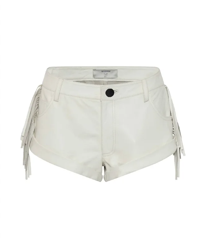 Plus Size Women Shorts with a Comfortable and Stylish FitChaos Walking Fringed Leather Bandit Shorts In White Plus Size Women Shorts with a Comfortable and Stylish FitChaos Walking Fringed Leather Bandit Shorts In White