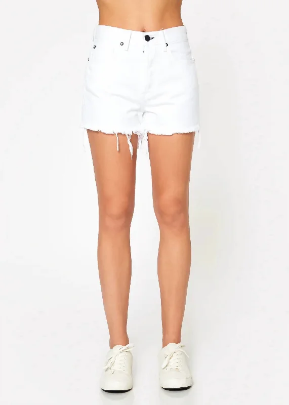 High - Waisted Women Shorts for a Retro and Flattering LookClassic Denim Short In White High - Waisted Women Shorts for a Retro and Flattering LookClassic Denim Short In White