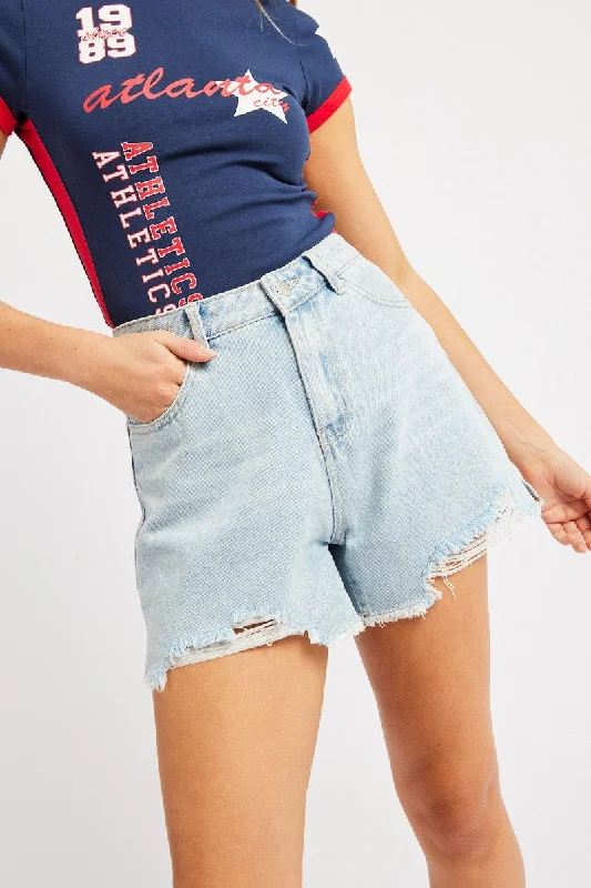 Denim Relaxed Denim Short Mid Rise