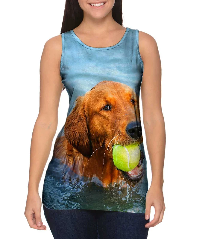 High - Neck Women's Silk Blend Tank Tops for a Luxurious FeelGolden Lab Waterplay