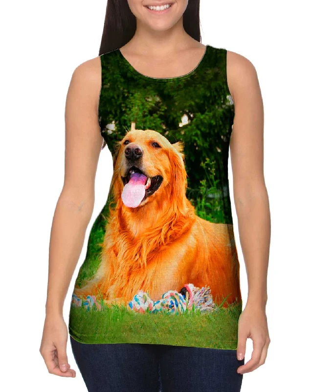 Plus Size Women's Glitter - Trimmed Tank Tops for Party NightsGolden Lab With Rope Toy