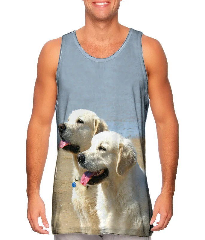 V - Neck Women's Moisture - Wicking Tank Tops for RunningGolden Labs At Beach