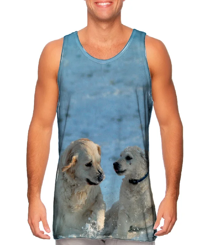 Plus Size Women's Glitter - Trimmed Tank Tops for Party NightsGolden Retriever Pup Fun Plus Size Women's Glitter - Trimmed Tank Tops for Party NightsGolden Retriever Pup Fun