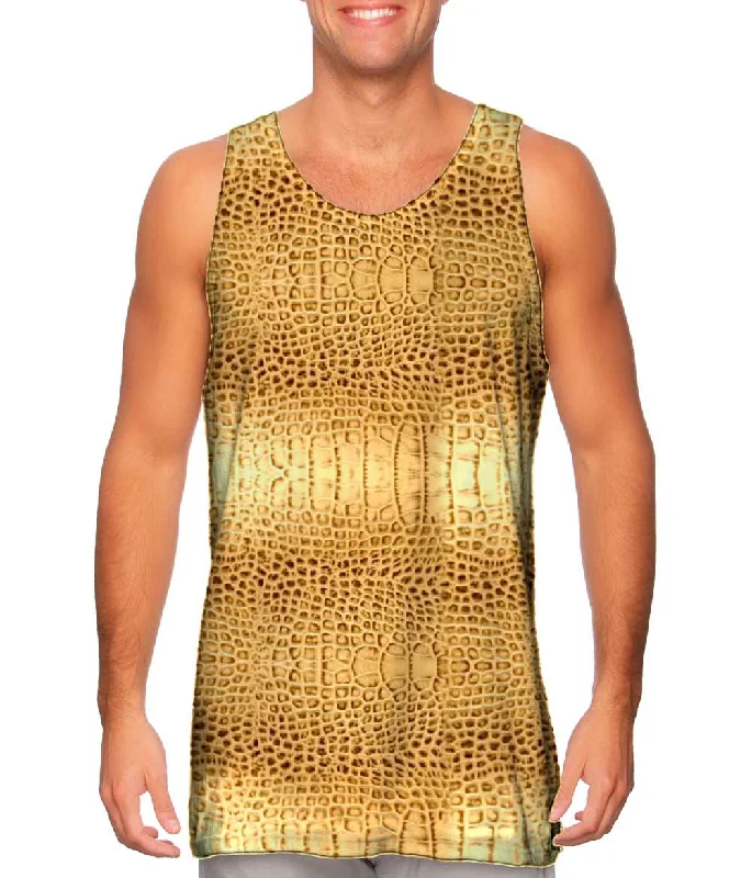 Square Neck Women's Organic Cotton Tank Tops in Earth TonesGolden Snake Skin Pattern Square Neck Women's Organic Cotton Tank Tops in Earth TonesGolden Snake Skin Pattern