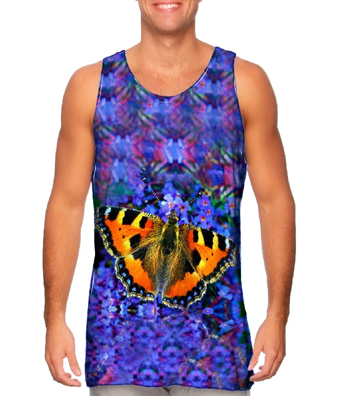 Plus Size Women's Embroidered Tank Tops in Boho StylesGraceful Orange Butterfly