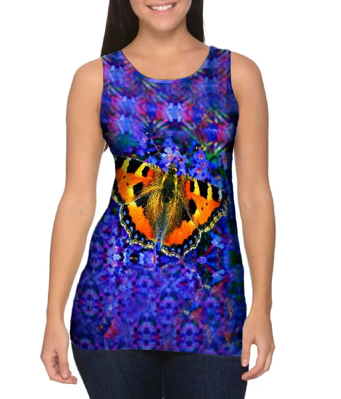 Plunge Neck Women's Seamless Tank Tops for a Smooth FitGraceful Orange Butterfly