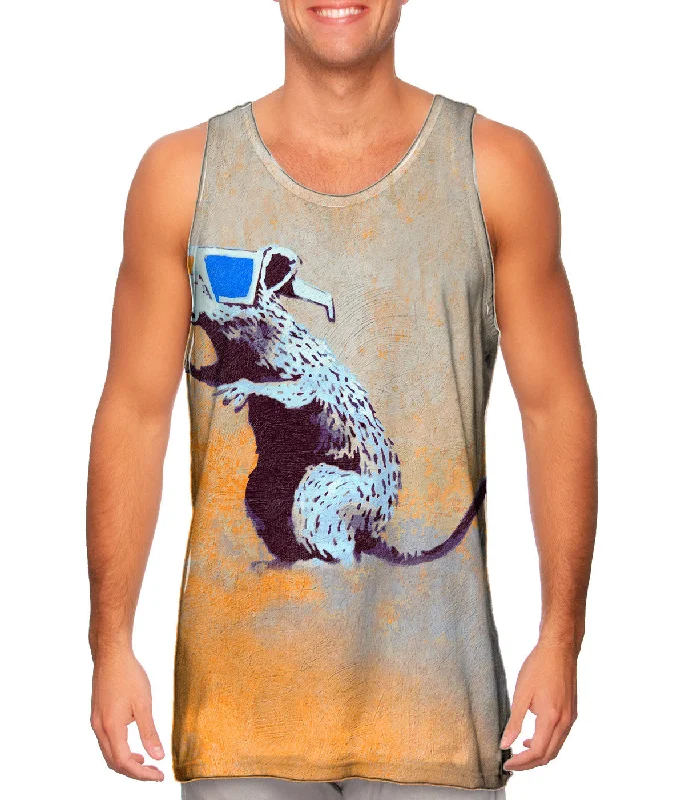 Women's Longline Tank Tops with Abstract PrintsGraffiti Banksy 3D Rat